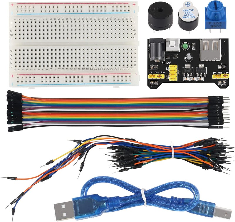 AiTrip NewElectronics Component Fun Kit w/Power Supply Module, Jumper Wire, 830 tie-Points Breadboard, Precision Potentiometer,Resistor Compatible with Arduino, Raspberry Pi, STM32 - Image 5
